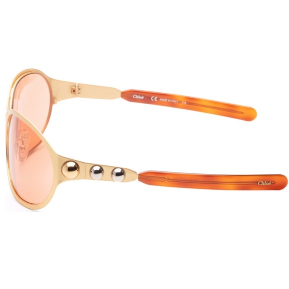 CHLOÉ Oval Gold Frame Sunglasses NWT - Picture 2 of 14